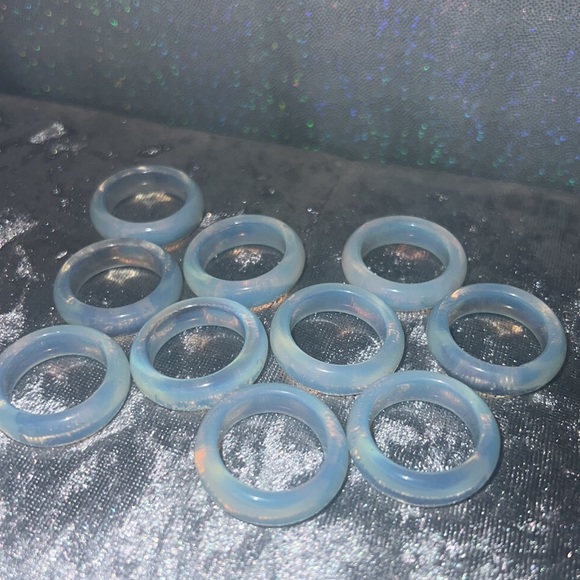 Opal ring bands opalite clear shiny milky healing crystal rock opalite ring band - Picture 7 of 17